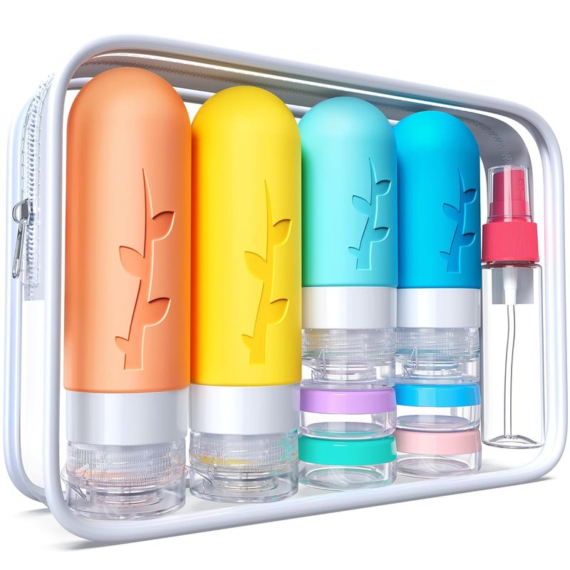 Tocelffe 18pack Travel Bottles for Toiletries:Silicone TSA Approved-Containers for Toiletries,Leak Proof Refillable Liqus Shampoo And Conditioner Essentials toiletry Bottles - Image 1